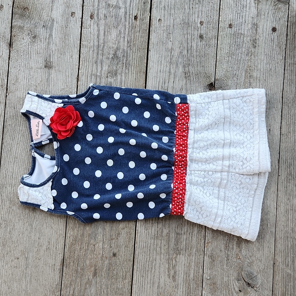 Little Lass Red, White, & Blue Romper Patriotic Size 5